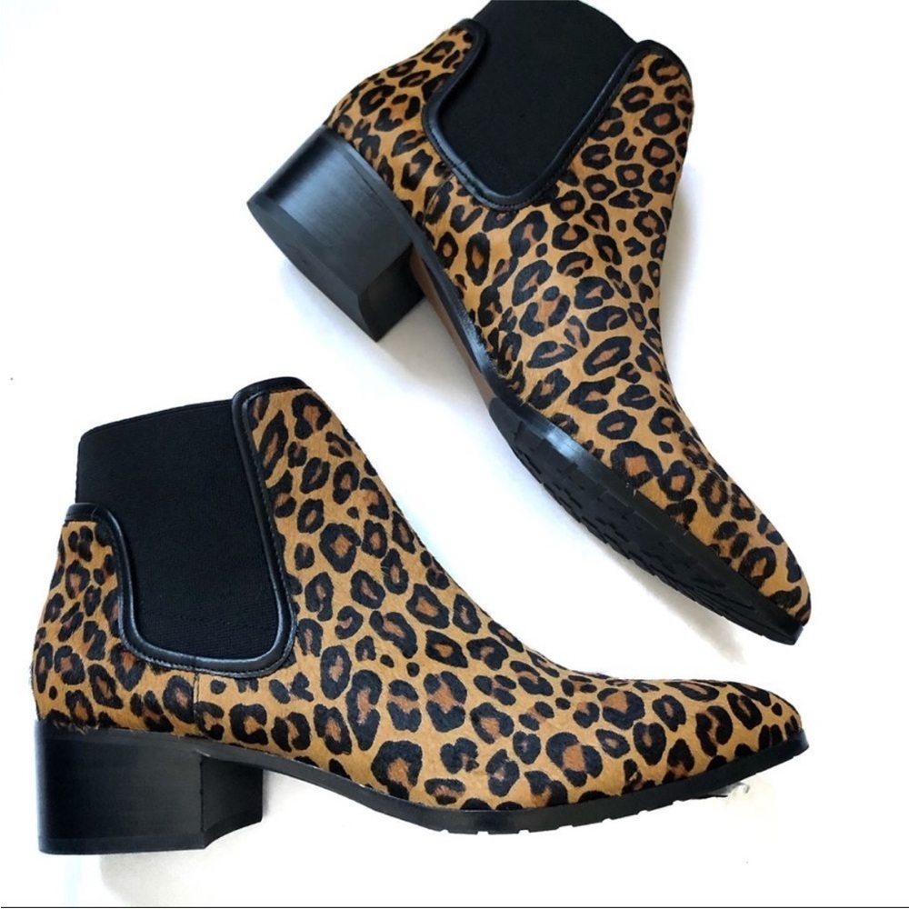 DONALD PLINER “Dyla” Leopard Hair-calf Ankle Boots | Size 6